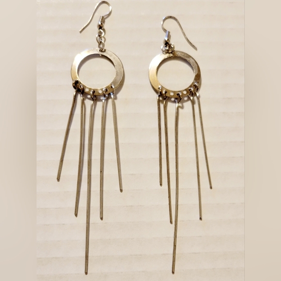 Bojo Style Silver Tone Dangle Earrings - Picture 2 of 4